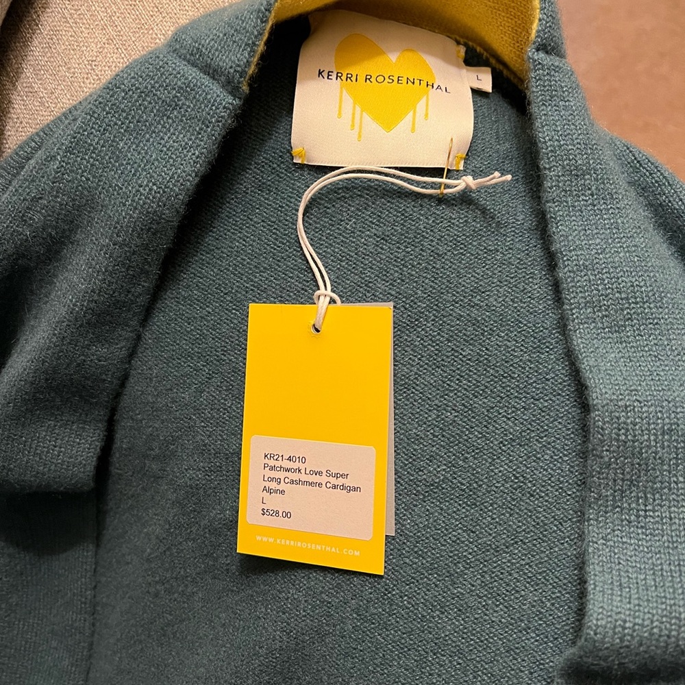 BNWT Kerri Rosenthal Patchwork Love Super Long Cashmere Cardigan